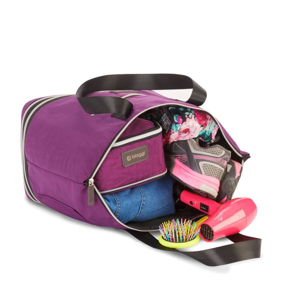 ZIPSAK BOOST! HANDBAG EXPANDS TO TRAVEL TOTE-Purple | Biaggi